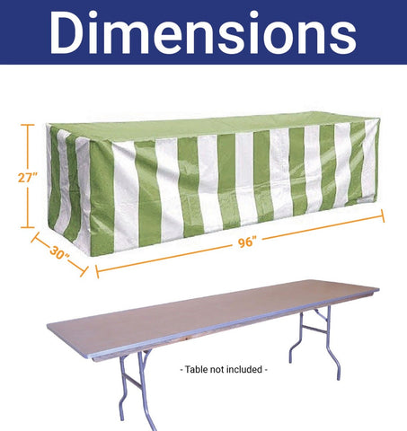 Vinyl 8' Banquet Table Cover, Green & White