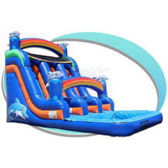 Tago's Jump Slides 17'H Blue Dolphin Splash Slide by Tago's Jump 20'H Purple Double Line by Tago's Jump SKU#WS-207D