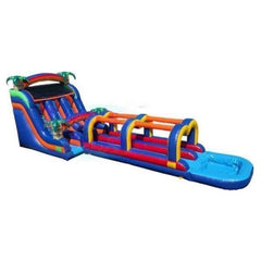 Tago's Jump Slides 18'H Tropical Slip Double Line Water Slide by Tago's Jump 781880251279 WS-145D 18'H Tropical Slip Double Line Water Slide by Tago's Jump SKU#WS-145D