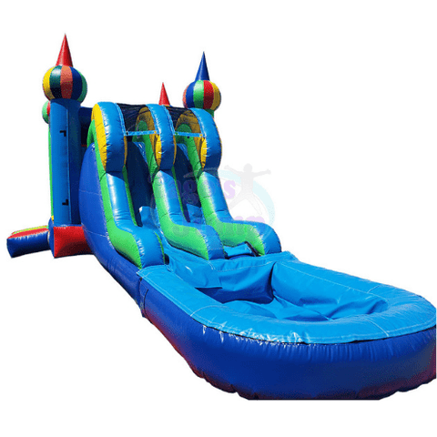 Tago's Jump Water Parks & Slides 15'H Green and Blue Double Slide by Tago's Jump CWS-200 15'H Green and Blue Double Slide by Tago's Jump SKU# CWS-200