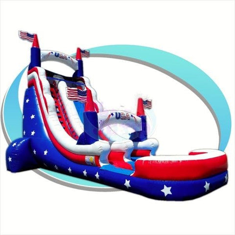 Tago's Jump Water Parks & Slides 22'H Patriot Water Slide by Tago's Jump 15'H Penguin Slip by Tago's Jump SKU#WS-225