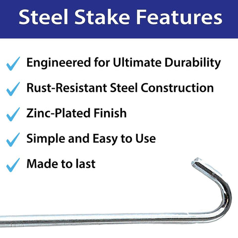 5/16" x 10" Steel Hook Tarp Stakes - 10 Pack