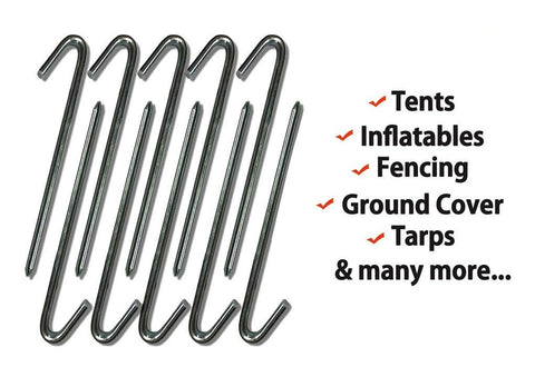 5/16" x 10" Steel Hook Stake for Tarps and Ground Covers, 100 Pack