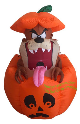 5' Yard Inflatables Looney Tunes Space Jam Taz In Jack-O-Lantern