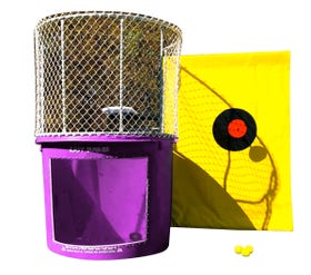 Purple Portable Dunking Booth with New Wingless Design
