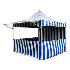 Tent and Table Inflatable Bouncers 10' x 10' 50mm Blue/White Striped Speedy Pop-up Carnival Tent by Tent and Table 754972372244 ST-1150BW-KIT 10' x 10' 50mm Blue/White Striped Speedy Pop-up Carnival Tent