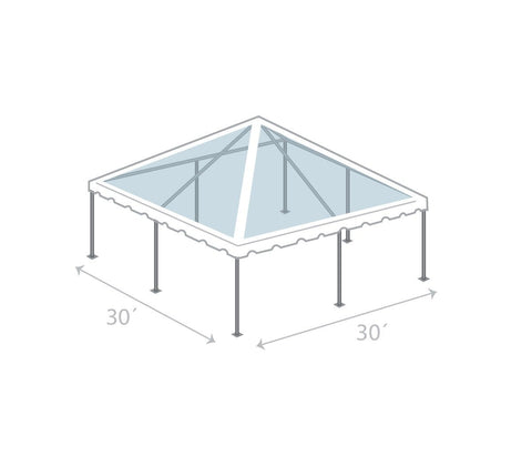 30' x 30' Premium Single Tube West Coast Frame Party Tent, Sectional, Clear