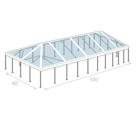 40' x 100' Premium Single Tube West Coast Frame Party Tent, Sectional Clear