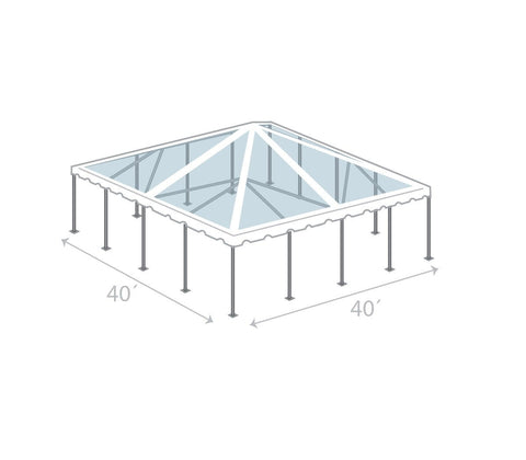 40' x 40' Premium Single Tube West Coast Frame Party Tent, Sectional - Clear