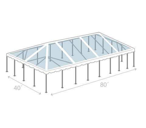 40' x 80' Premium Single Tube West Coast Frame Party Tent, Sectional, Clear