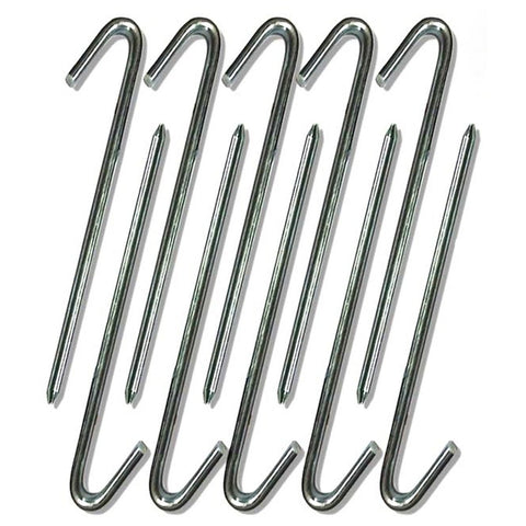 1/2" x 12" Steel J-Hook Stakes - 10 Pack