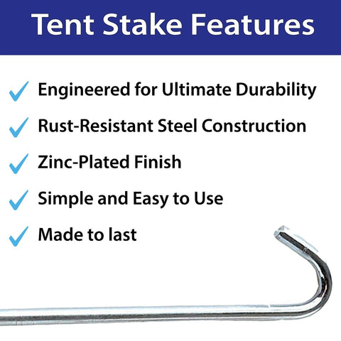 1/2" x 18" Steel Hook Stake for Inflatables and Camping Tents