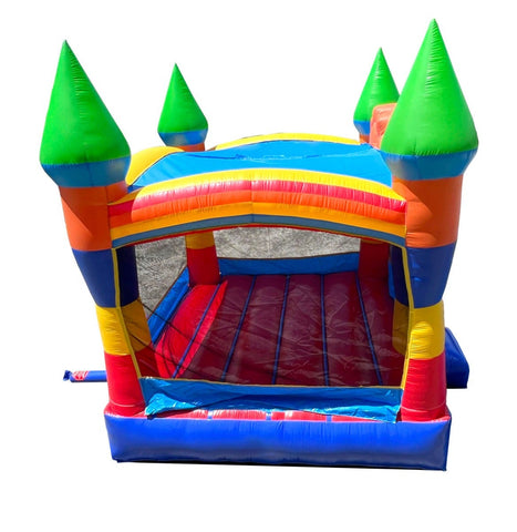 Rental Lite Rainbow Smiley Face Castle Inflatable Bounce House with Blower