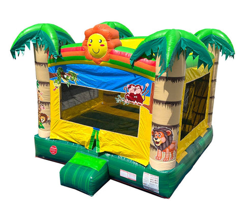 Rental Lite Tropical Jungle Smiley Face Inflatable Bounce House with Blower