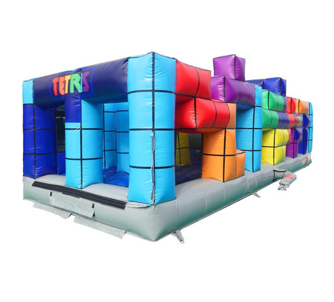 Tetris 30-foot bouncy obstacle course for commercial events with dual racing lanes