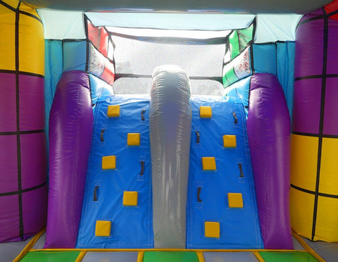 Tetris' Mega Inflatable Double Water Slide Bounce House with Blower