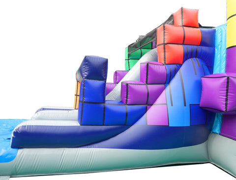  Tetris' Mega Inflatable Double Water Slide Bounce House with Blower
