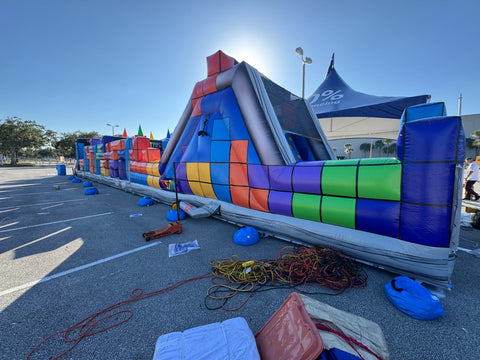  Tetris' 68' Commercial Obstacle Course 3-Piece Combo with Blower - Inflatable Tetris Race Challenge
