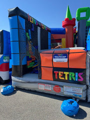 Tetris' Commercial Sticky Wall Game with Blower - Life-Size Inflatable Tetris Sticky Wall Game