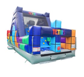 Tetris™ 30' Inflatable Rock Climb Slide with Blower – Life-Size Tetris Climbing & Sliding Race