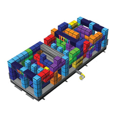 Tetris' 68' Commercial Obstacle Course 3-Piece Combo with Blower - Inflatable Tetris Race Challenge