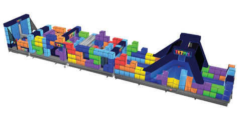 Officially licensed Tetris 3-piece obstacle course with rock climb slide and life-size sticky wall game