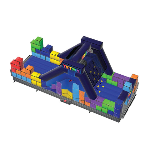 Tetris 30-foot inflatable rock climb slide with dual racing lanes for commercial events