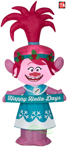 4' Gemmy Airblown Inflatable Troll's Queen Poppy in Christmas Outfit w/ Banner
