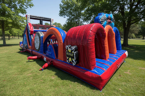 3 Lane Mega Thrill Race Car Commercial Inflatable Race Track Obstacle Course - IG5250-R
