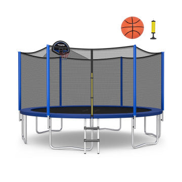 12/14/15/16 Feet Outdoor Recreational Trampoline with Enclosure Net