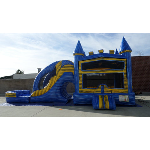 Ultimate Jumpers Inflatable Bouncers 15'H 3 In 1 Wet & Dry Blue And Yellow Marble Combo by Ultimate Jumpers C153 15'H Dual Lane Wet & Dry Tropical Combo by Ultimate Jumpers SKU C153