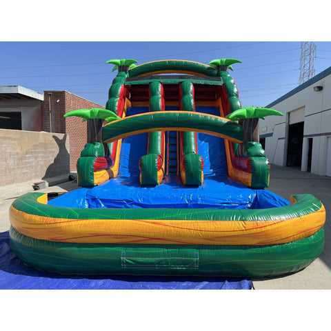 Ultimate Jumpers Inflatable Bouncers 18'H Dual Lane Tropical Water Slide by Ultimate Jumpers