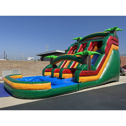 Ultimate Jumpers Inflatable Bouncers 18'H Dual Lane Tropical Water Slide by Ultimate Jumpers