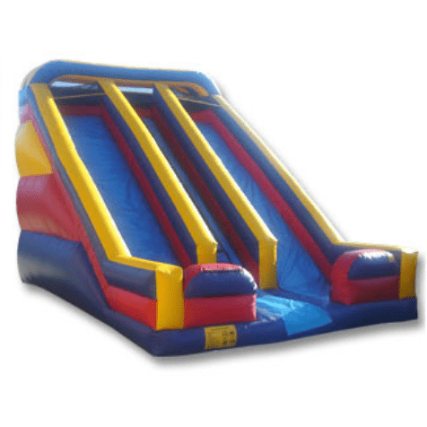 Ultimate Jumpers SLIP N SLIDE 22′ PRIMARY COLORS FRONT LOAD DOUBLE LANE SLIDE by Ultimate Jumpers S029 22′ PRIMARY COLORS FRONT LOAD DOUBLE LANE SLIDE Ultimate Jumpers S029