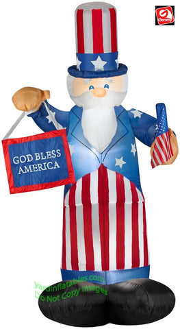 6' Gemmy Airblown Inflatable Patriotic Uncle Sam Holding Flag & Banner   by Gemmy Inflatables