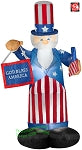 6' Gemmy Airblown Inflatable Patriotic Uncle Sam Holding Flag & Banner