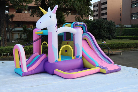 Backyard Kids Unicorn Bounce House Outdoor Setup