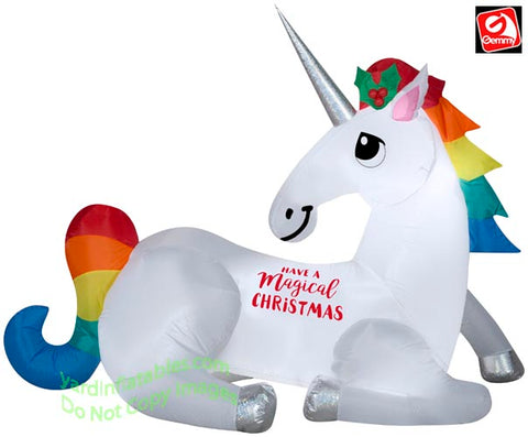 6' Gemmy Airblown Inflatable Magical Christmas Unicorn