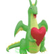 6' Air Blown Inflatable Valentine's Day Green & Yellow Dragon Holding Heart