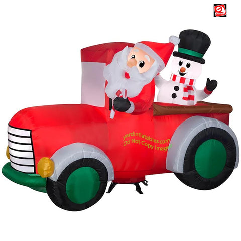 7 1/2' Gemmy Airblown Inflatable Christmas Vintage Truck w/ Santa and Snowman