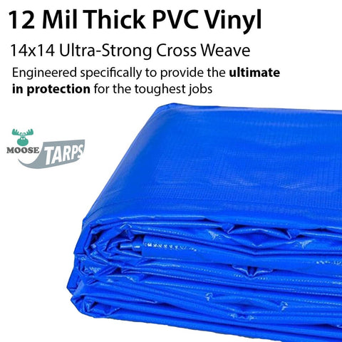 20' x 30' Heavy Duty Waterproof PVC Vinyl Tarp - Blue