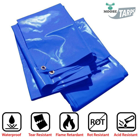 20' x 20' Heavy Duty Waterproof PVC Vinyl Tarp - Blue