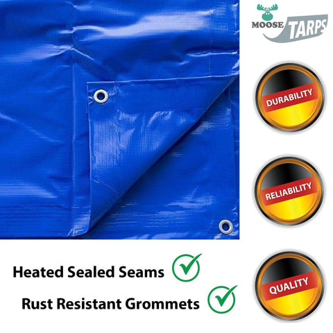 15x15 Heavy Duty Waterproof PVC Vinyl Tarp - Blue