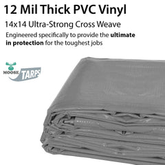 20' x 30' Heavy Duty Waterproof PVC Vinyl Tarp - Gray