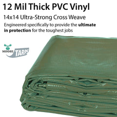 20' x 30' Heavy Duty Waterproof PVC Vinyl Tarp - Green