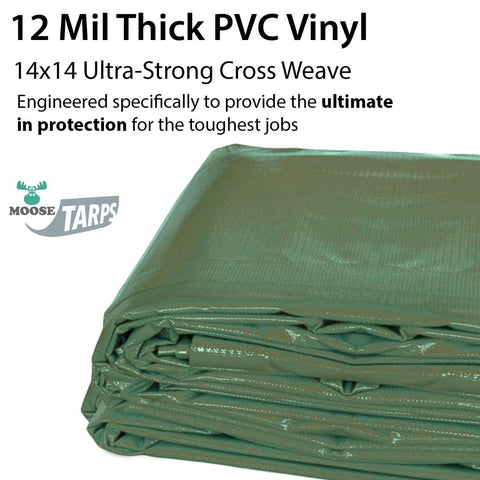 20' x 20' Heavy Duty Waterproof PVC Vinyl Tarp - Green