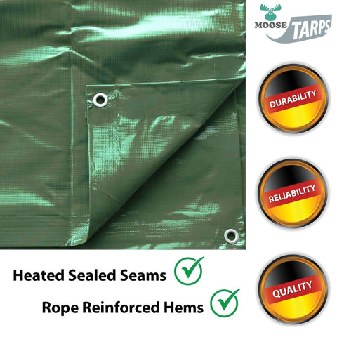 10' x 20' Heavy Duty Waterproof PVC Vinyl Tarp - Green