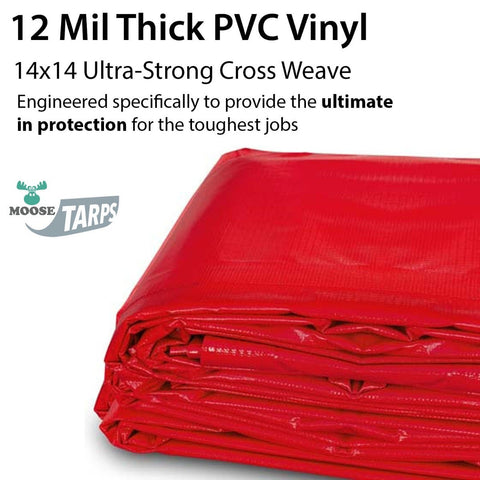 20' x 20' Heavy Duty Waterproof PVC Vinyl Tarp - Red