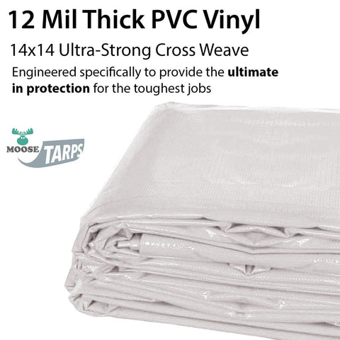 10' x 20' Heavy Duty Waterproof PVC Vinyl Tarp - White