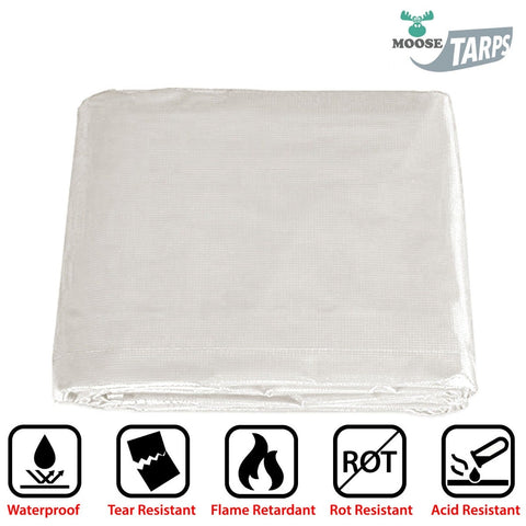 15' x 15' Heavy Duty Waterproof PVC Vinyl Tarp - White